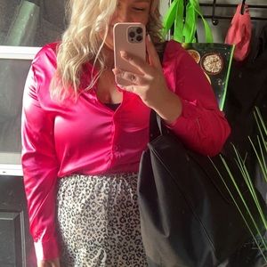 Hot pink button up blouse
